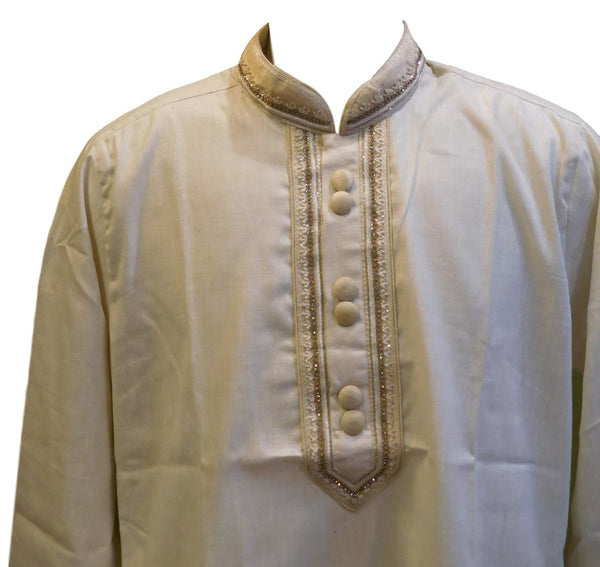 White Stylist Designer Partywear Hand Embroidery Mens Kurta