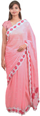 Peach Designer Bridal PartyWear Georgette Thread Beads Stone Work Wedding Cutdwork Border Saree Sari