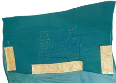 Turquoise Designer Bridal PartyWear Georgette Cutdana Zari Stone Work Wedding Saree Sari