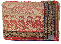 Red & Beige Designer PartyWear Georgette & Net Thread Zari Stone Work Wedding Saree Sari