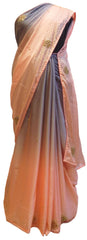 Grey & Peach Designer Bridal PartyWear Crepe Cutdana Beads Stone Work Wedding Saree Sari E033