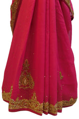Pink Designer Bridal PartyWear Georgette (Viscos) Bullion Stone Work Wedding Saree Sari E034