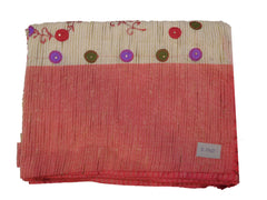Cream & Pink Designer PartyWear Cotton Thread Work Boutique Style Saree Sari E043