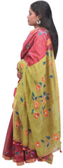 Pink & Green Designer PartyWear Cotton Thread Work Boutique Style Saree Sari E047