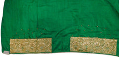 Green Designer Wedding Partywear Silk Zari Thread Cutdana Bullion Stone Hand Embroidery Work Bridal Saree Sari E054