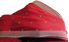 Pink Designer Wedding Partywear Georgette Thread Pearl Stone Hand Embroidery Work Bridal Saree Sari E067