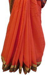 Gajari Designer Wedding Partywear Georgette (Viscos) Thread Pearl Zari Hand Embroidery Work Bridal Saree Sari With Ready To Wear Blouse E111