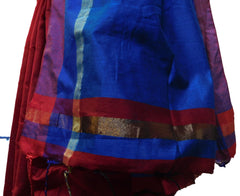 Red & Blue Designer Wedding Partywear Pure Handloom Bengal Bangali Cotton Kolkata Saree Sari E122
