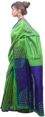 Green & Blue Designer Wedding Partywear Pure Handloom Bengal Bangali Cotton Kolkata Saree Sari E123