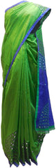 Green & Blue Designer Wedding Partywear Pure Handloom Bengal Bangali Cotton Kolkata Saree Sari E123