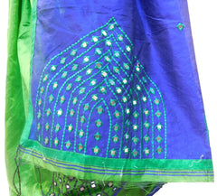 Green & Blue Designer Wedding Partywear Pure Handloom Bengal Bangali Cotton Kolkata Saree Sari E123