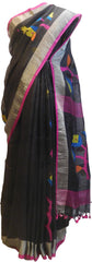 Black Designer Wedding Partywear Pure Handloom Bengal Bangali Cotton Kolkata Saree Sari E125