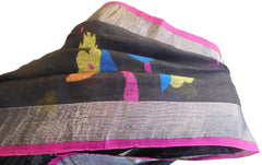 Black Designer Wedding Partywear Pure Handloom Bengal Bangali Cotton Kolkata Saree Sari E125