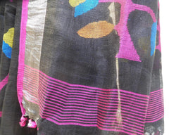 Black Designer Wedding Partywear Pure Handloom Bengal Bangali Cotton Kolkata Saree Sari E125