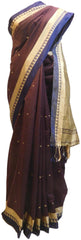 Coffee Brown Designer Wedding Partywear Pure Handloom Bengal Bangali Cotton Kolkata Saree Sari E128