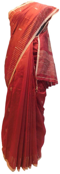 Red Designer Wedding Partywear Pure Handloom Bengal Bangali Cotton Kolkata Saree Sari E129
