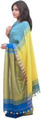 Blue Designer Wedding Partywear Pure Handloom Bengal Bangali Cotton Kolkata Saree Sari E132