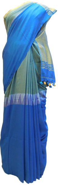 Blue Designer Wedding Partywear Pure Handloom Bengal Bangali Cotton Kolkata Saree Sari E132