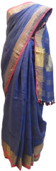 Blue Designer Wedding Partywear Pure Handloom Bengal Bangali Cotton Kolkata Saree Sari E133