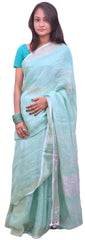 Green Designer Wedding Partywear Pure Handloom Bengal Bangali Cotton Kolkata Saree Sari E137