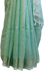 Green Designer Wedding Partywear Pure Handloom Bengal Bangali Cotton Kolkata Saree Sari E137