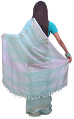 Green Designer Wedding Partywear Pure Handloom Bengal Bangali Cotton Kolkata Saree Sari E137