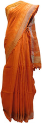 Orange Designer Wedding Partywear Pure Handloom Bengal Bangali Cotton Kolkata Saree Sari E138