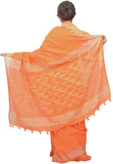 Orange Designer Wedding Partywear Pure Handloom Bengal Bangali Cotton Kolkata Saree Sari E138