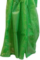 Green Designer Wedding Partywear Pure Handloom Bengal Bangali Cotton Kolkata Saree Sari E140