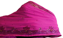 Pink Designer Wedding Partywear Georgette Hand Embroidery Cutdana Stone Thread Work Kolkata Saree Sari E150