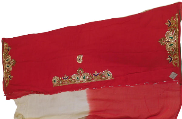 Pink & White Designer Wedding Partywear Georgette (Viscos) Beads Zari Thread Cutdana Bullion Stone Hand Embroidery Work Bridal Saree Sari E154