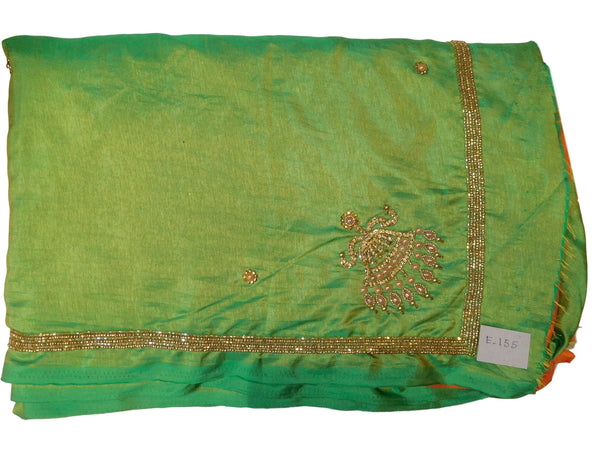 Green Designer Wedding Partywear Silk Hand Embroidery Beads Cutdana Stone Pearl Work Kolkata Saree Sari E155