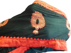 Green Designer Wedding Partywear Crepe (Chinon) Hand Embroidery Thread Zari Gota Work Kolkata Saree Sari E176