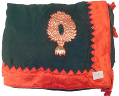 Green Designer Wedding Partywear Crepe (Chinon) Hand Embroidery Thread Zari Gota Work Kolkata Saree Sari E176