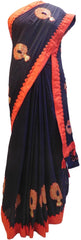 Blue Designer Wedding Partywear Crepe (Chinon) Hand Embroidery Thread Zari Gota Work Kolkata Saree Sari E177