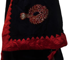 Blue Designer Wedding Partywear Crepe (Chinon) Hand Embroidery Thread Zari Gota Work Kolkata Saree Sari E177