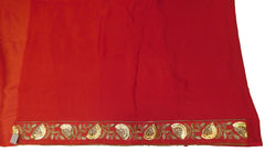 Blue & Red Designer Wedding Partywear Crepe (Chinon) Hand Embroidery Sequence Zari Pearl Stone Work Kolkata Saree Sari E182