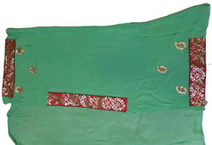 Turquoise Designer Wedding Partywear Crepe (Chinon) Hand Embroidery Sequence Zari Gota Cutdana Work Kolkata Saree Sari E183