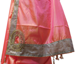 Pink Designer Wedding Partywear Sana Silk Hand Embroidery Cutdana Pearl Beads Work Kolkata Heavy Cutwork Border Saree Sari E197