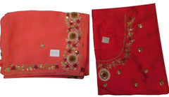 Pink Designer Wedding Partywear Crepe (Chinon) Hand Embroidery Thread Beads Cutdana Sequence Stone Work Kolkata Saree Sari E198