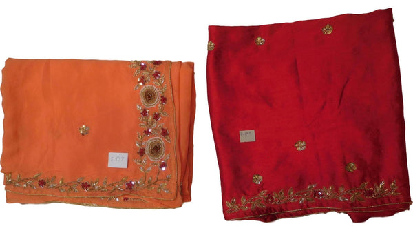 Peach Designer Wedding Partywear Crepe (Chinon) Hand Embroidery Thread Beads Cutdana Sequence Stone Work Kolkata Saree Sari E199