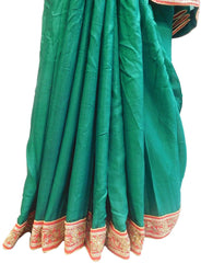 Turquoise Designer Wedding Partywear Ethnic Bridal Crepe (Chinon) Hand Embroidery Sequence Thread Bullion Cutdana Work Kolkata Women Saree Sari E201