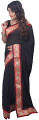 Black Designer Wedding Partywear Ethnic Bridal Crepe (Chinon) Hand Embroidery Sequence Zari Work Kolkata Women Saree Sari E212