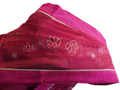 Pink Designer PartyWear Pure Supernet (Cotton) Thread Work Saree Sari E227
