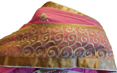 Pink Designer PartyWear Pure Supernet (Cotton) Thread Work Saree Sari E231