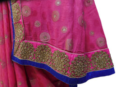 Pink Designer Wedding Partywear Ethnic Bridal Georgette (Viscos) Hand Embroidery Zari Stone Work Kolkata Women Saree Sari E241