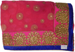 Pink Designer Wedding Partywear Ethnic Bridal Georgette (Viscos) Hand Embroidery Zari Stone Work Kolkata Women Saree Sari E241