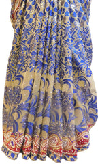 Blue & Cream Designer Wedding Partywear Brasso Hand Embroidery Cutdana Stone Beads Work Kolkata Saree Sari E247