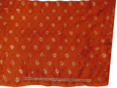 Orange & Cream Designer Wedding Partywear Brasso Hand Embroidery Cutdana Stone Beads Work Kolkata Saree Sari E248