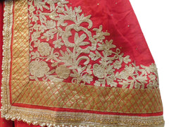Red Designer Wedding Partywear Ethnic Bridal Crepe (Chinon) Hand Embroidery Thread Pearl Zari Stone Work Kolkata Women Saree Sari E261